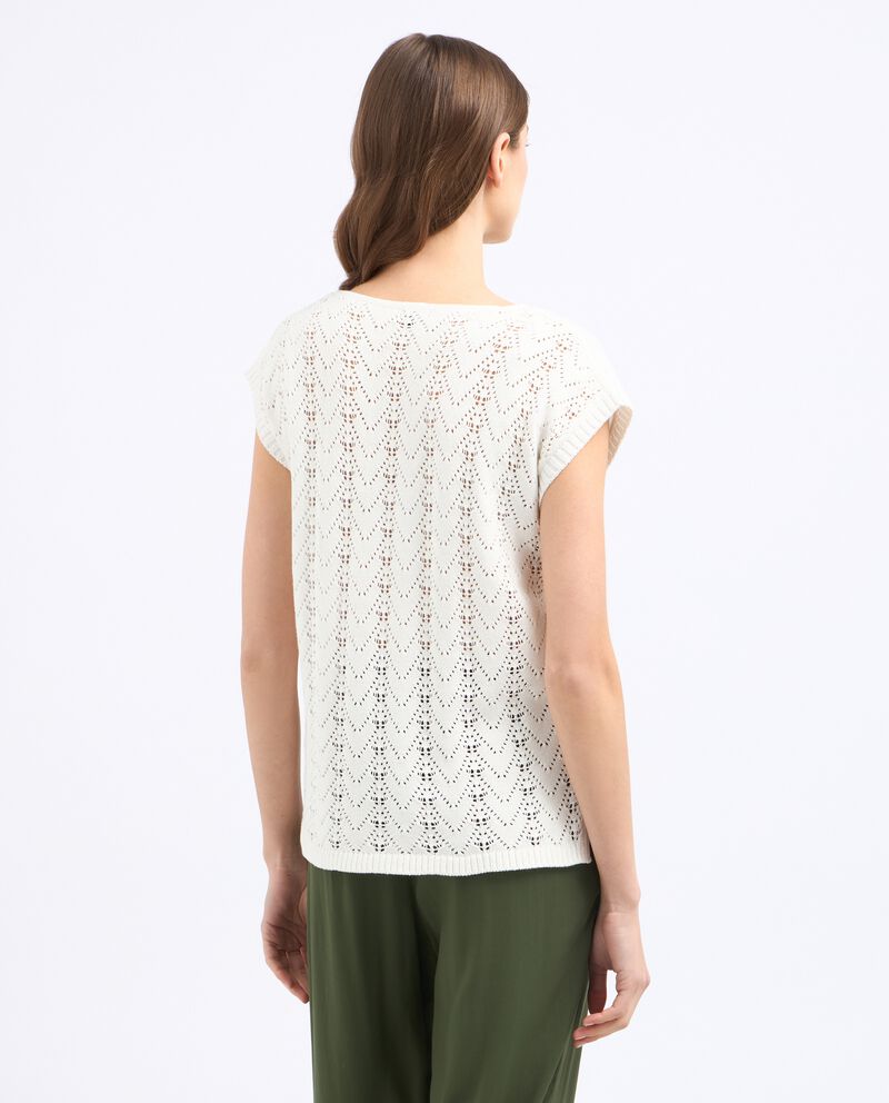 T-shirt in misto lino con inserti tricot donnadouble bordered 1 lana