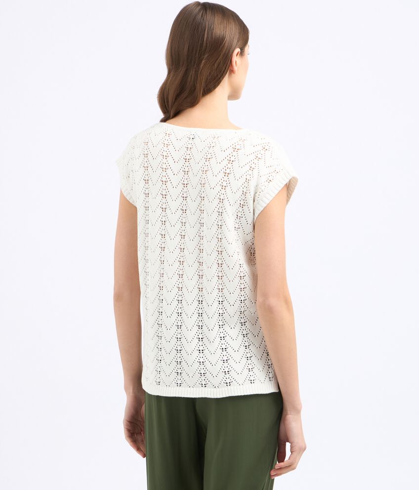 T-shirt in misto lino con inserti tricot donna double 2 lino