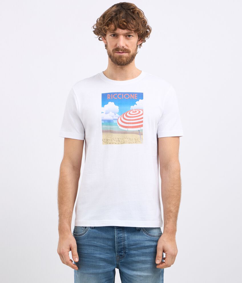 T-shirt girocollo in puro cotone con stampa uomo double 1 cotone