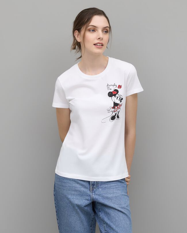 T-shirt con stampa Minnie in puro cotone donna carousel 0
