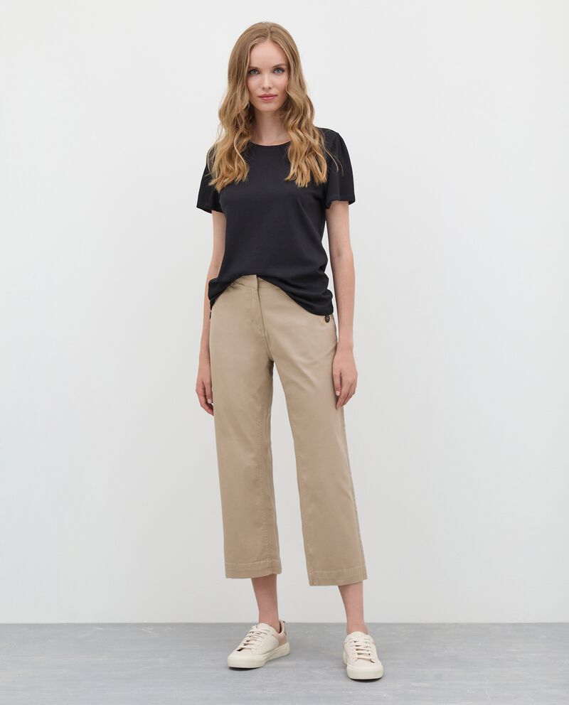 Pantaloni cropped in cotone elasticizzato donna cover