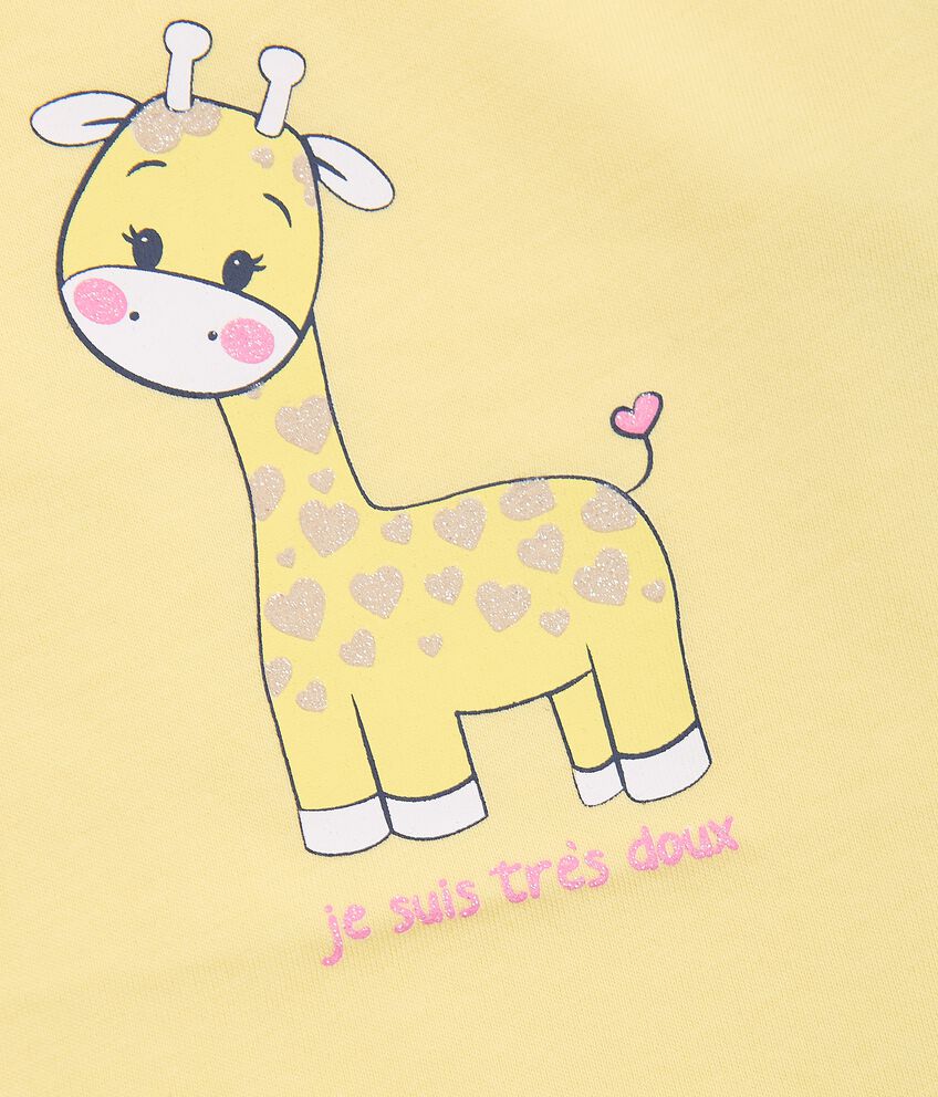 T-shirt in puro cotone con stampa giraffa glitter neonata double 2 