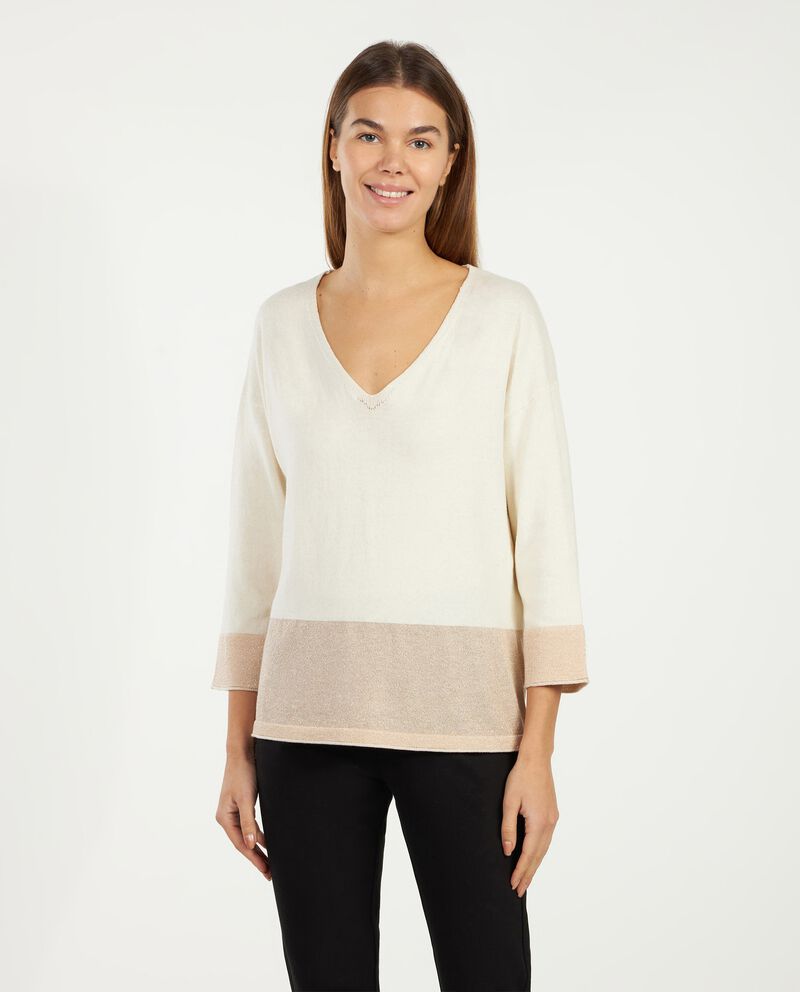 Pullover tricot donna con scollo a V donna single tile 1 