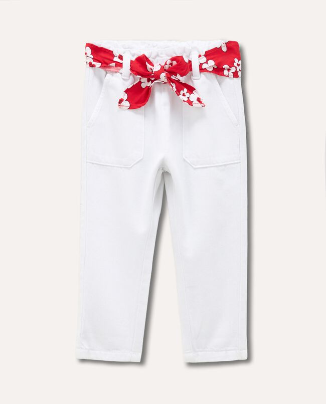 Pantaloni in puro cotone con cintura in vita neonata carousel 0