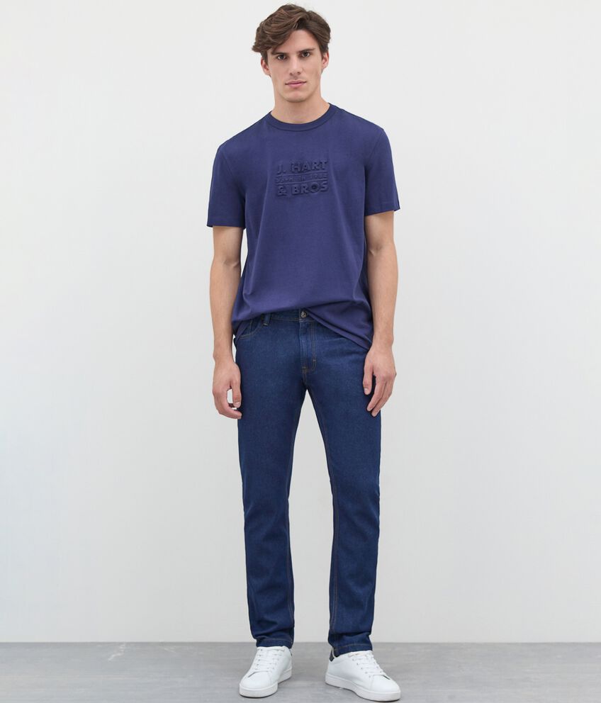 Jeans slim fit 5 tasche in misto cotone uomo double 1 