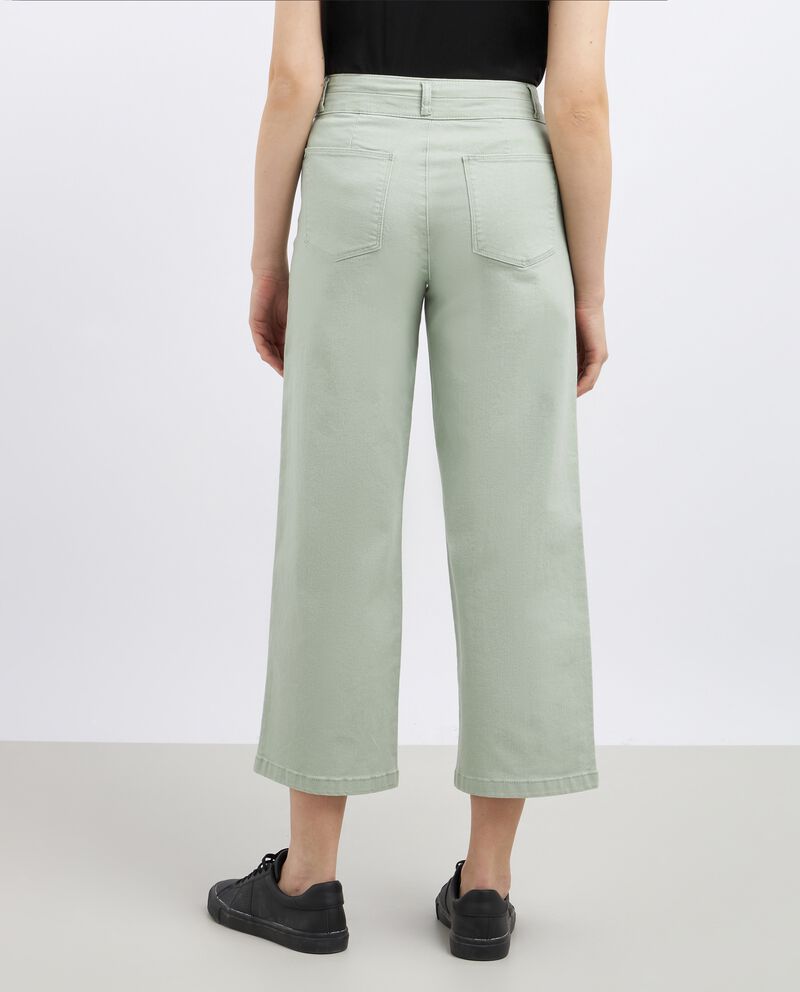 Pantaloni in denim di cotone stretch wide legdouble bordered 2 cotone