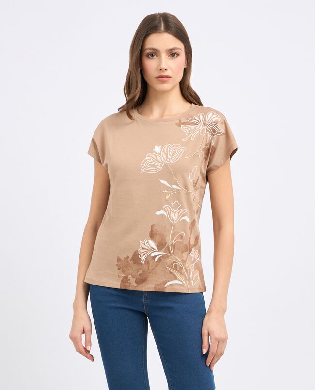 T-shirt in puro cotone biologico con stampa donna carousel 0