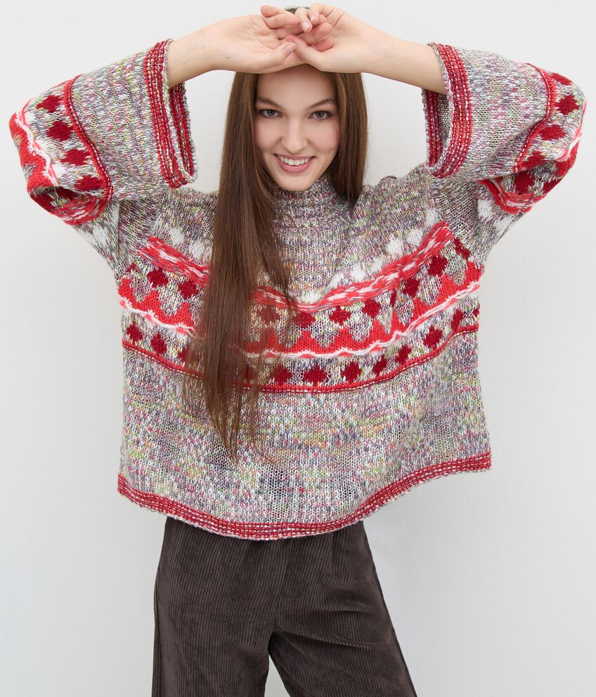 Maglione oversize in tricot misto lana donna double 1 