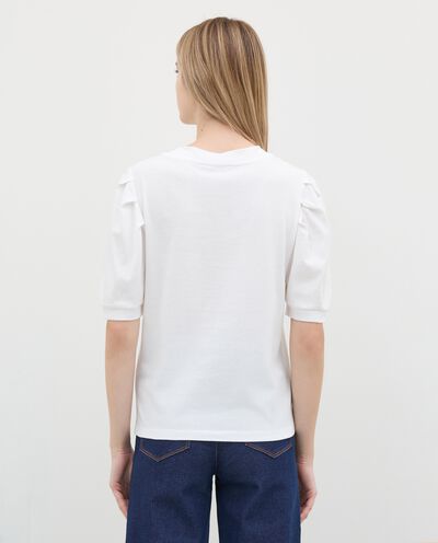T-shirt puro cotone con maniche a palloncino donna detail 2
