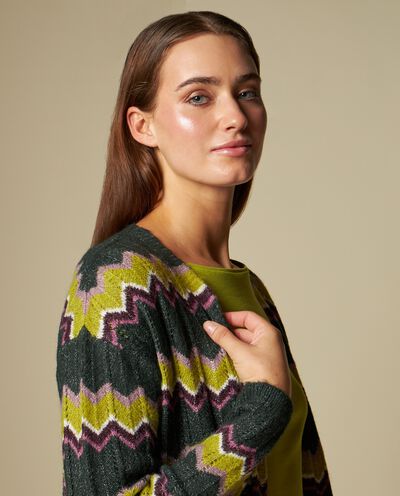 Cardigan lungo tricot multicolor donna detail 2