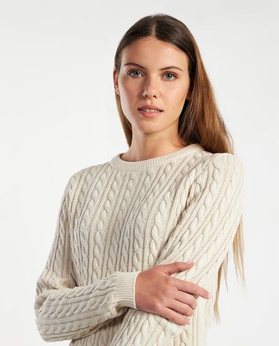 Maglia in tricot di puro cotone a trecce donna detail 2