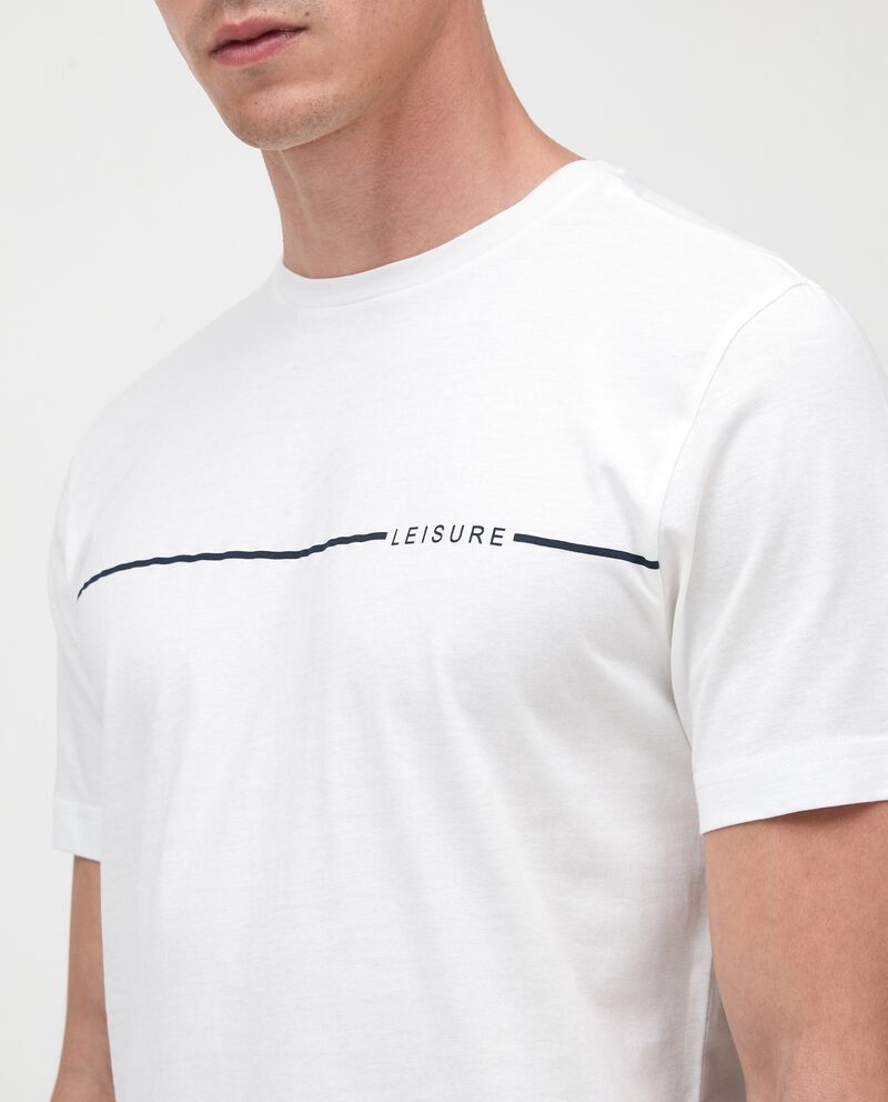 T-shirt girocollo tinta unita con riga in puro cotone uomo single tile 2 