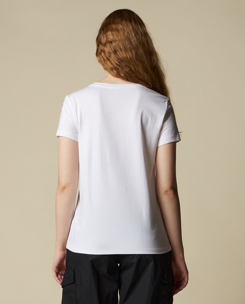 T-shirt in puro cotone con stampa glitter donna single tile 1 cotone