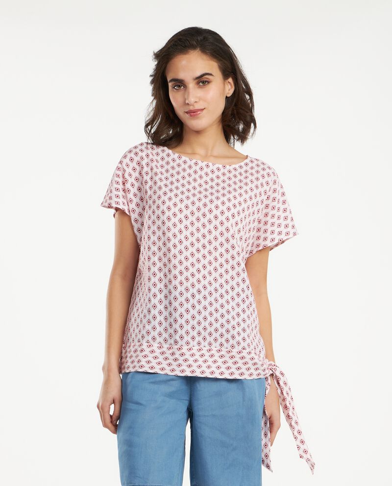 T-shirt in misto lino con nodo donnadouble bordered 0 lino