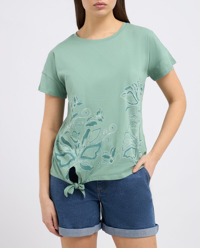 T-shirt in puro cotone biologico con nodo donnadouble bordered 2 cotone
