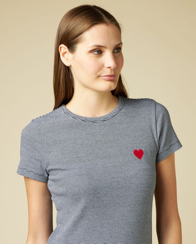 T-shirt a righe con patch donna single tile 2 