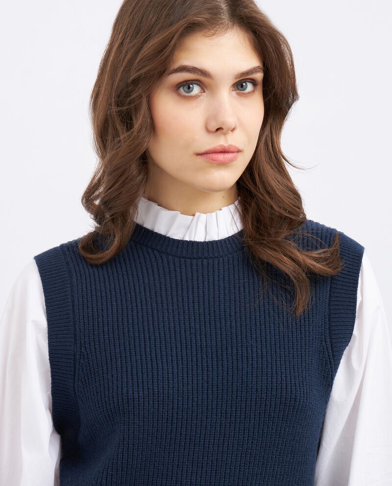 Gilet tricot con inserto blusa donnadouble bordered 2 cotone