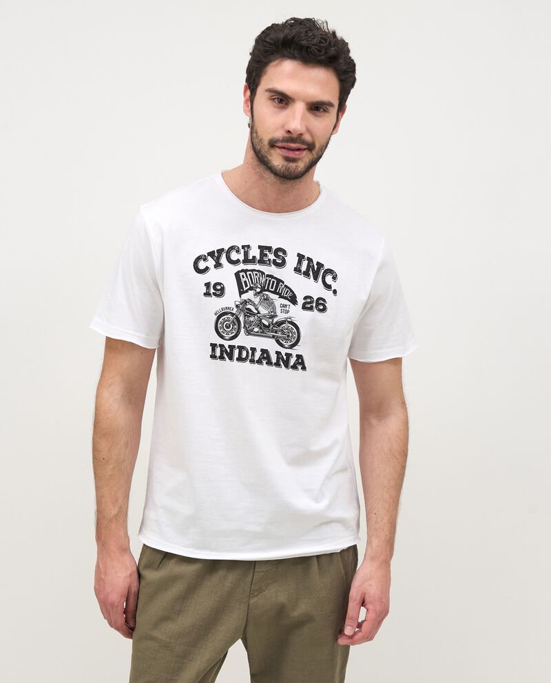 T-shirt con stampa sul fronte in puro cotone uomo single tile 0 