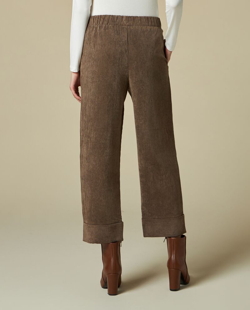 Pantaloni in costina di velluto con risvolto donna single tile 1 