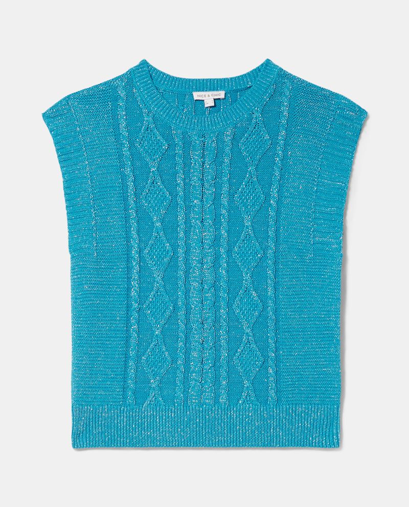 Gilet in tricot a trecce e filo lurex donnadouble bordered 0 cotone