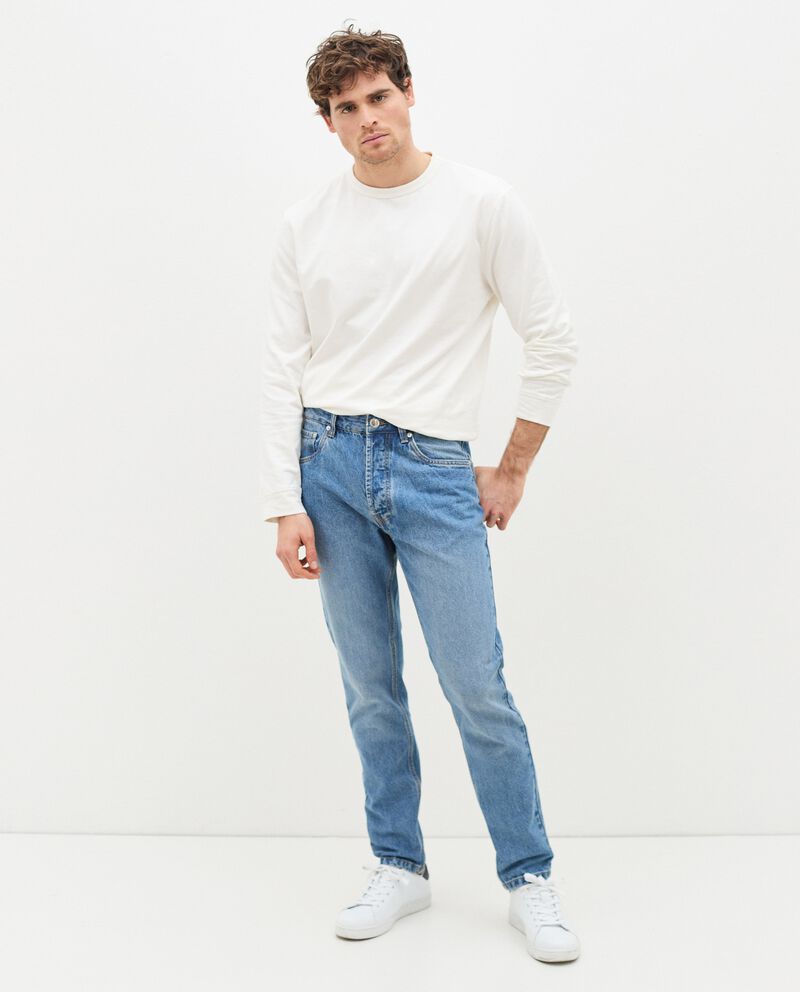 Jeans in puro cotone con tasche su fronte e retro uomo single tile 0 