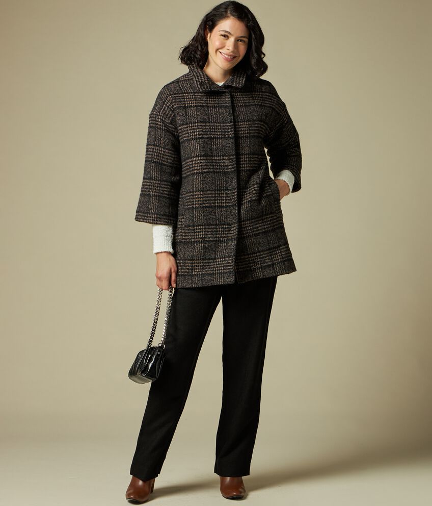 Cappotto misto lana a quadri donna double 1 cotone