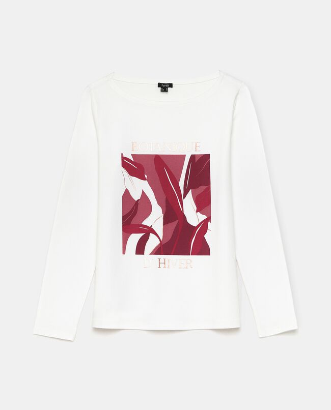 T-shirt a manica lunga con glitter in cotone stretch donna carousel 0