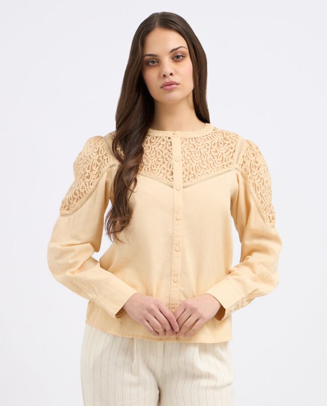 Camicia misto lino con ricami donna carousel 0