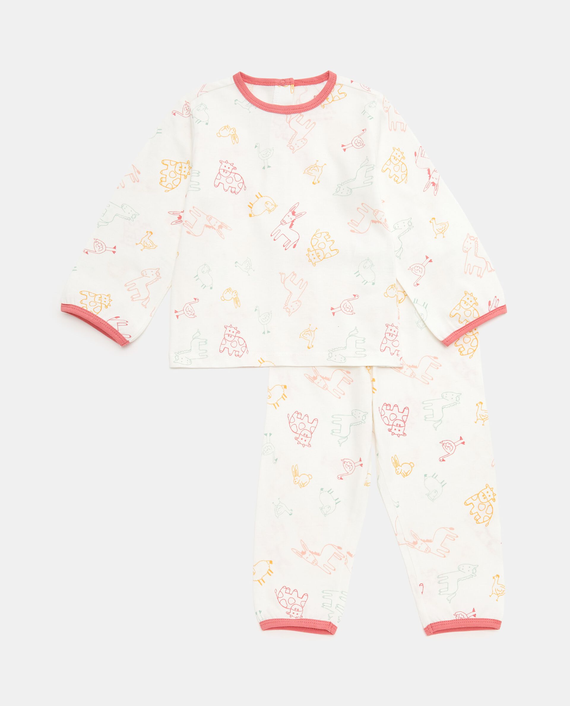 Completo pigiama a fantasia in puro cotone neonata