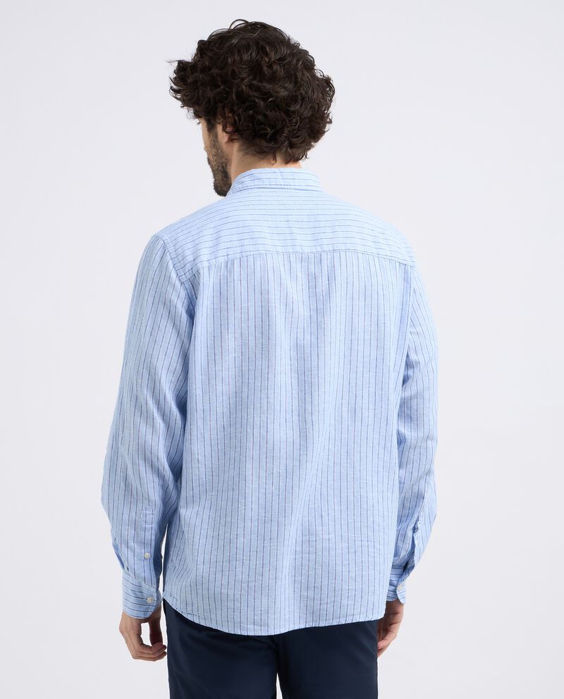 Camicia in misto lino a righe uomo single tile 1 lana