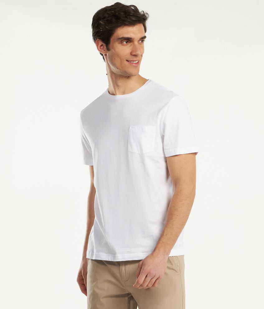 T-shirt in cotone misto lino con taschino uomo double 1 lino
