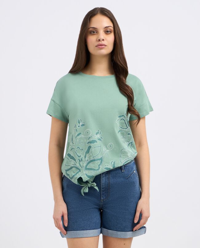 T-shirt in puro cotone biologico con nodo donna carousel 0