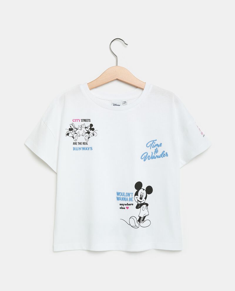 T-shirt con stampa Minnie e Mickey in puro cotone bambina single tile 0 