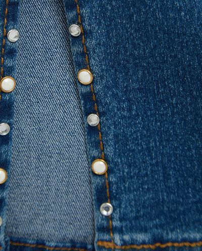 Jeggings con strass in cotone elasticizzato donna detail 1