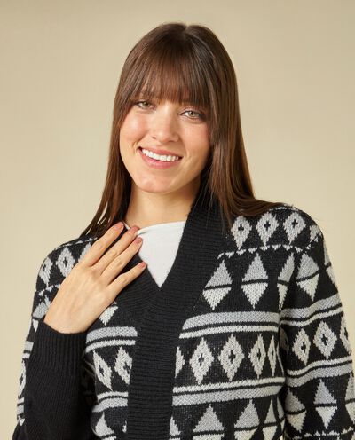 Cardigan tricot con lavorazione jacquard donna detail 2