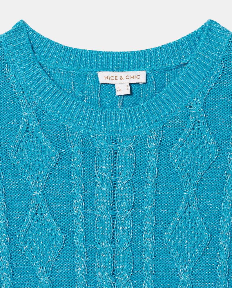 Gilet in tricot a trecce e filo lurex donnadouble bordered 1 cotone
