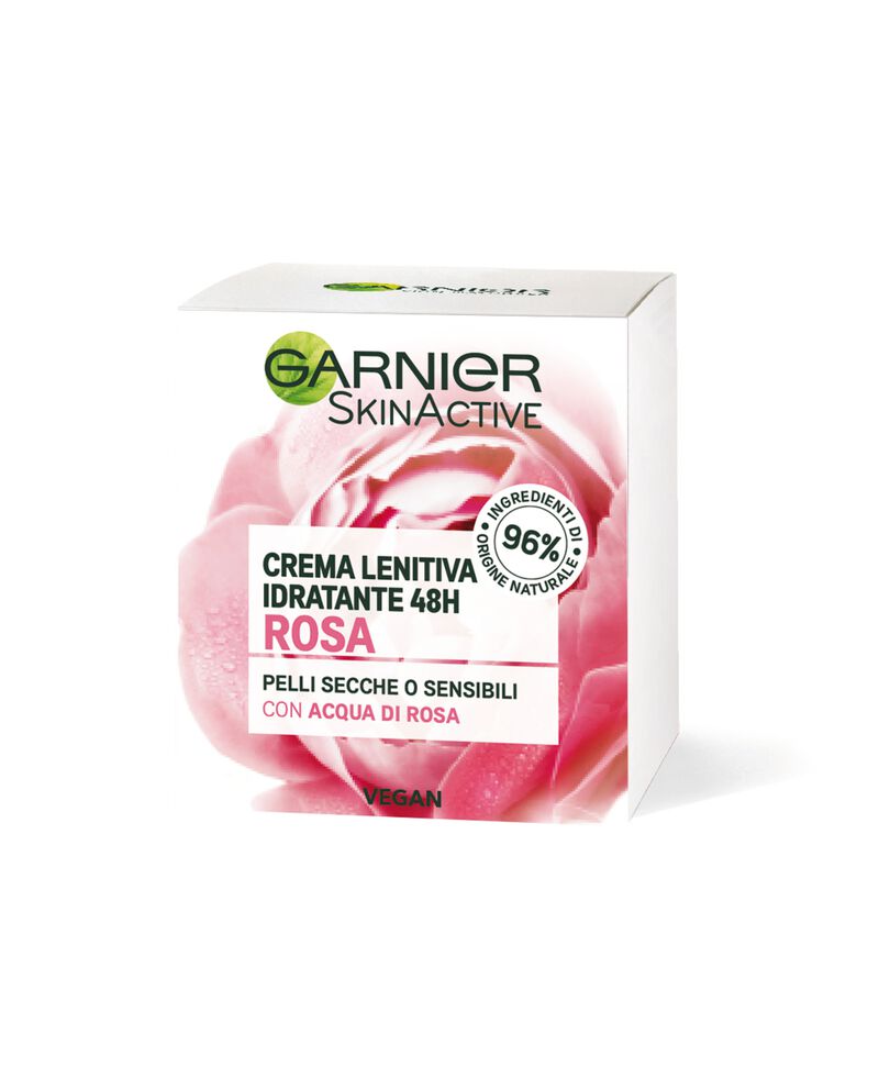 Garnier Crema Viso Idratante Lenitiva SkinActive, Ideale per Pelli Secche o Sensibili, Arricchita con Acqua di Rosa, 50 ml. cover