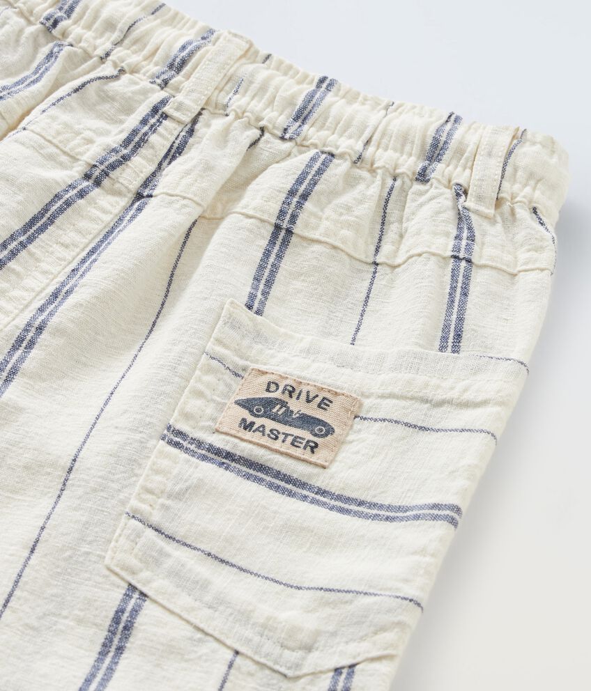 Pantaloni rigati in misto lino neonato double 2 lino