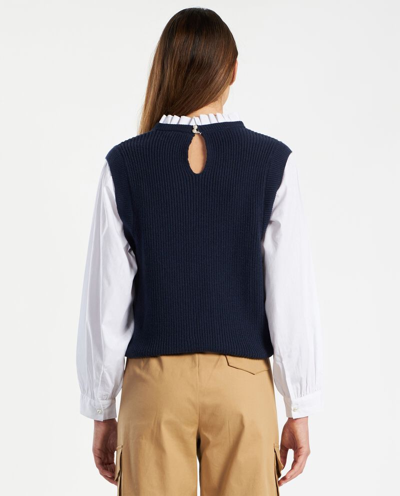Smanicato tricot con camicia donnadouble bordered 1 cotone