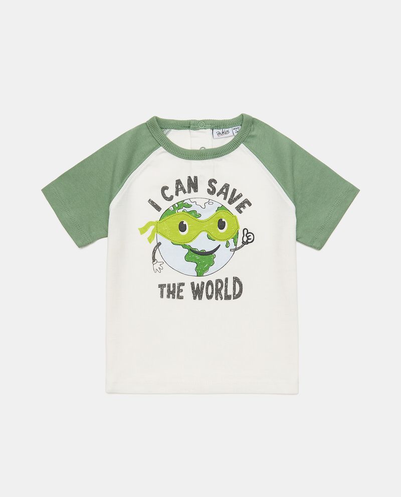 T-shirt in puro cotone con stampa pianeta neonato single tile 0 