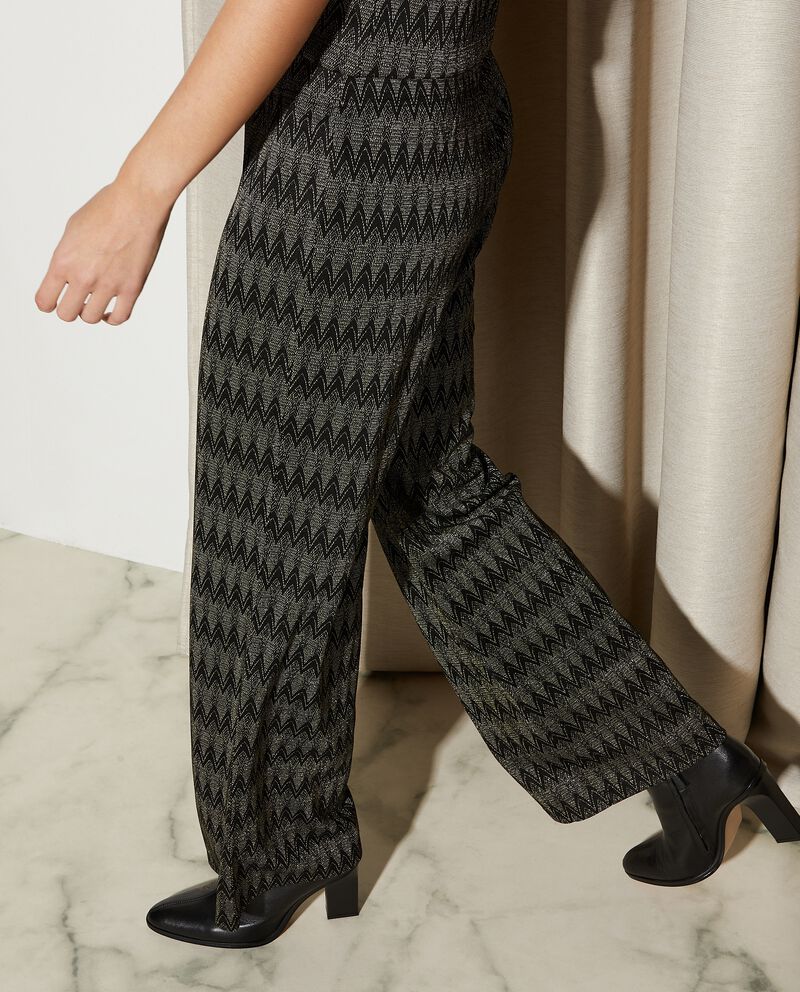 Pantaloni a palazzo in fantasia geometrica e filo lurex donna single tile 2 