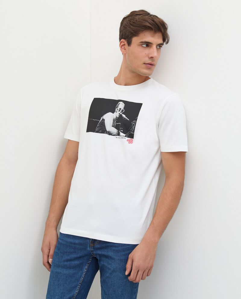 T-shirt in puro cotone con stampa Elton John uomo cover