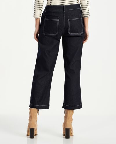 Jeans cropped con cuciture a contrasto donna detail 1