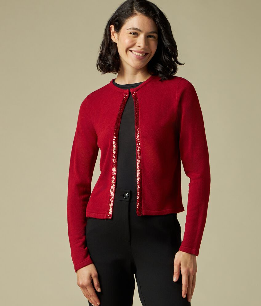 Cardigan tricot con paillettes donna double 1 