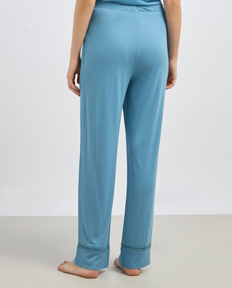 Pantalone lungo pigiama con pizzo donna single tile 1 cotone