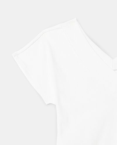 T-shirt con scollo a V in puro cotone donna detail 1