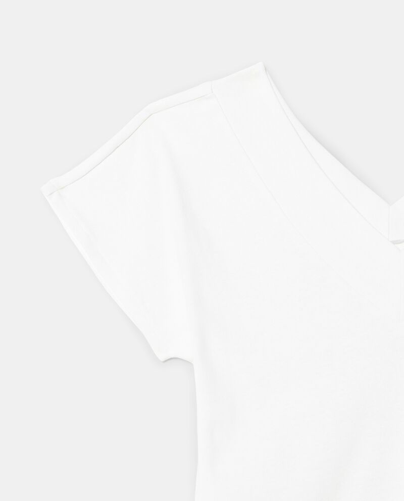 T-shirt con scollo a V in puro cotone donna single tile 1 