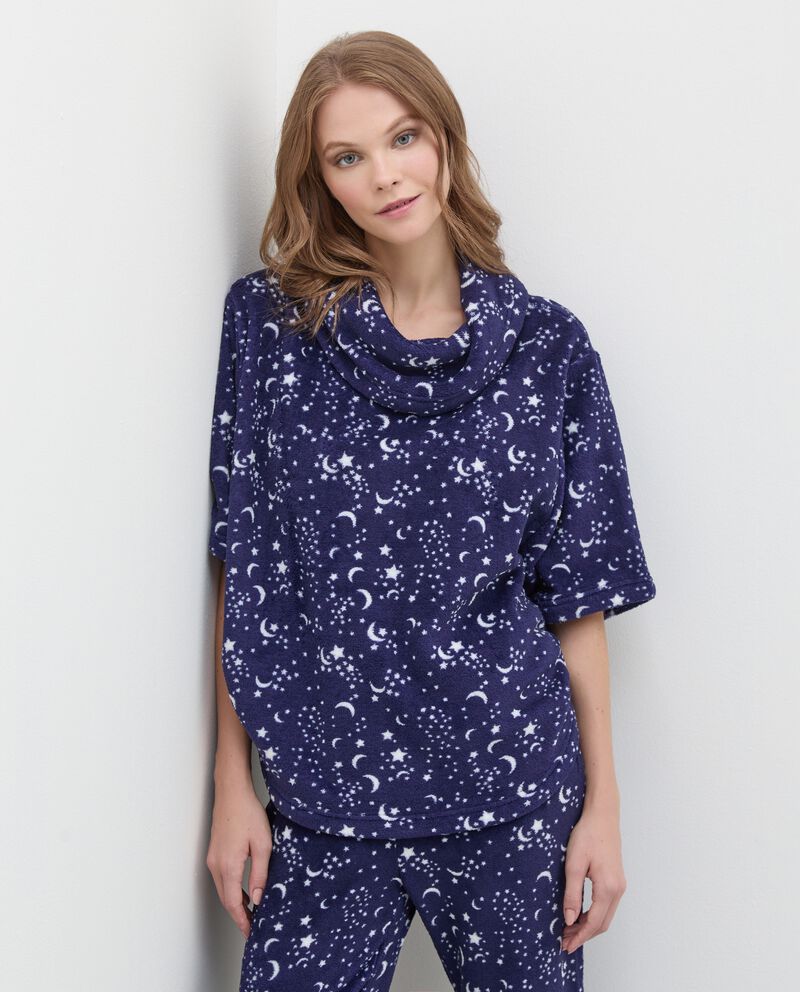 Poncho pigiama in coral fleece collo alto cover