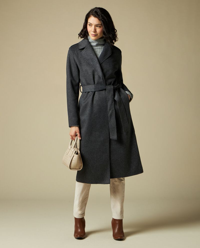 Cappotto in misto lana con cintura donna cover