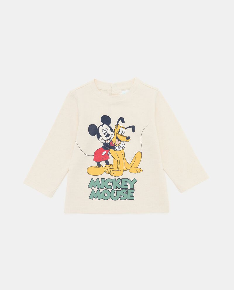 Maglietta con stampa Mickey Mouse in misto cotone neonato single tile 0 